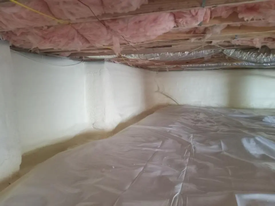 Crawl space encapsulation with closed-cell spray foam for Flat Roof Repair in Porter